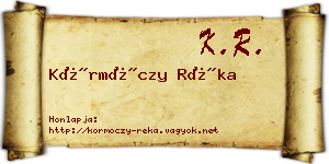 Körmöczy Réka névjegykártya